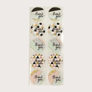 🟢 FREE WITH ANY PURCHASE OVER $10. (100) Geometric Design Thank You Stickers
